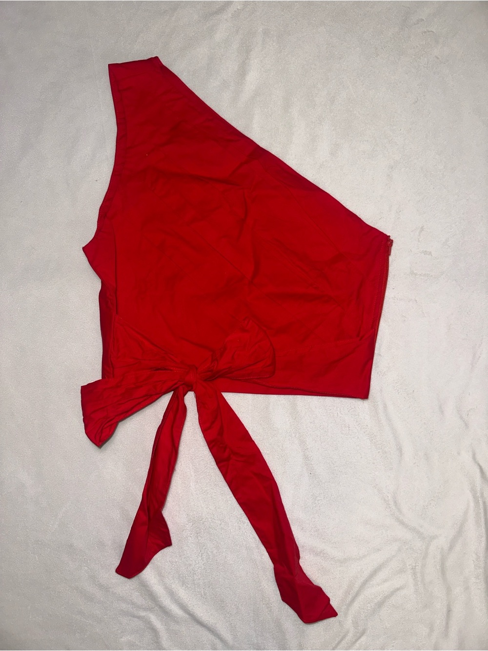OHS Clothing Red One Shoulder Tie Waist Crop Top Size Small